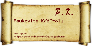 Paukovits Károly névjegykártya